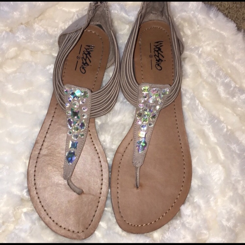 Nude jeweled sandals